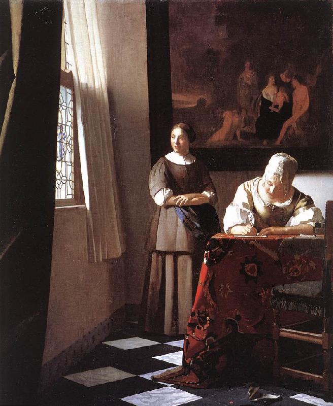 Jan Vermeer Lady Writing a Letter with Her Maid